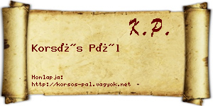 Korsós Pál névjegykártya